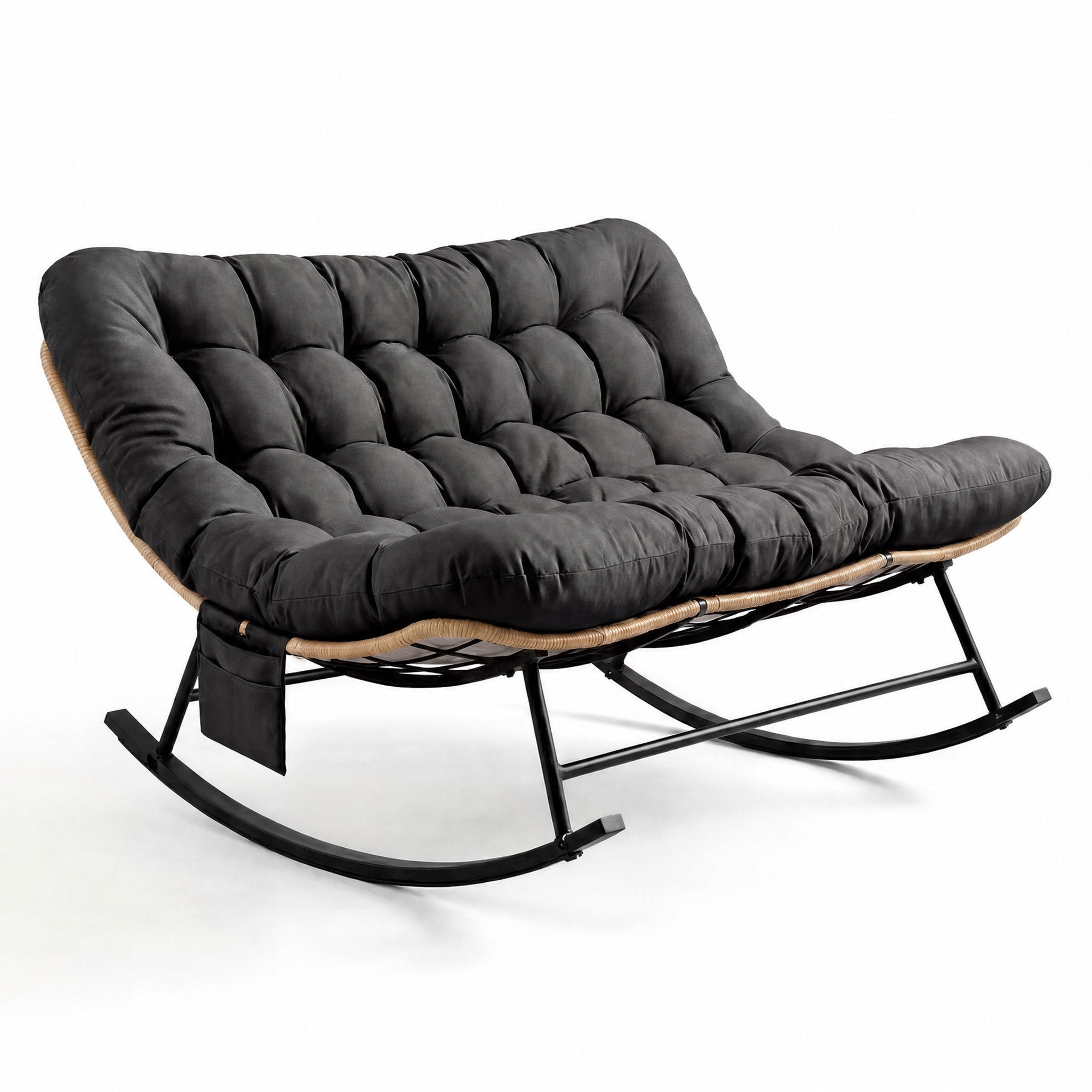 Fauteuil à bascule deux places Tanda noir sur fond blanc
