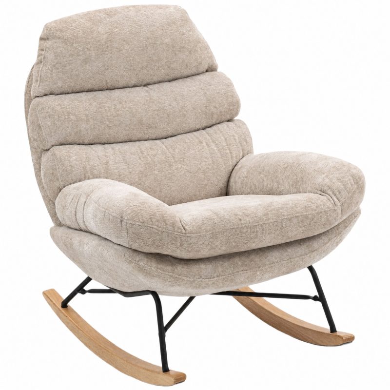 rocking-chair-cocooning-nidra-9 Fauteuil à bascule Nidra coloris beige lin sur fond blanc