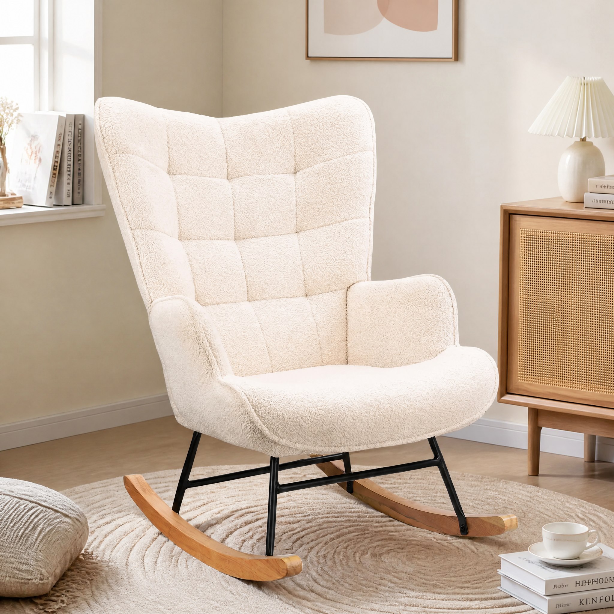 Fauteuil teddy à bascule Bruma coloris ivoire