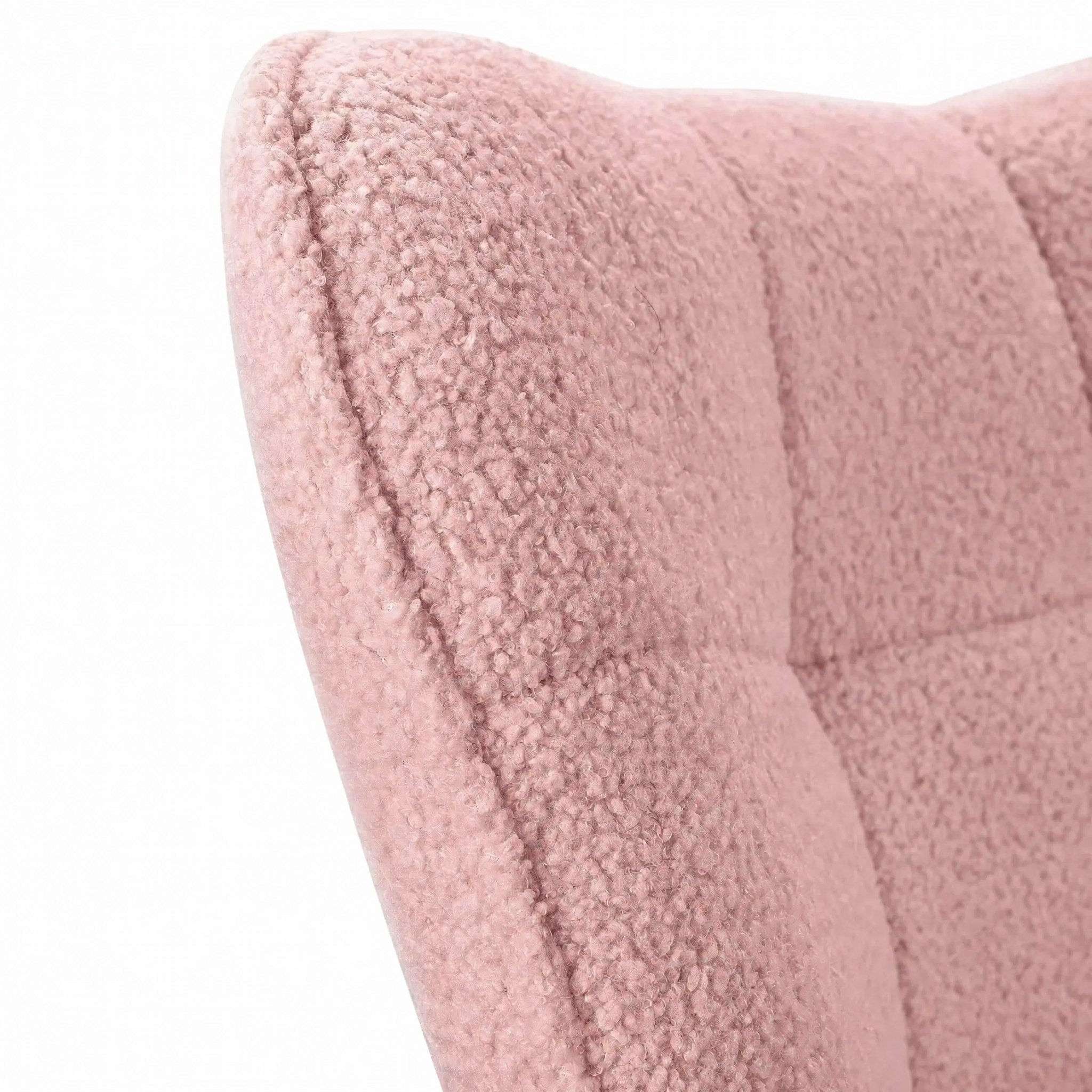 Dossier haut du fauteuil teddy Bruma rose en gros plan