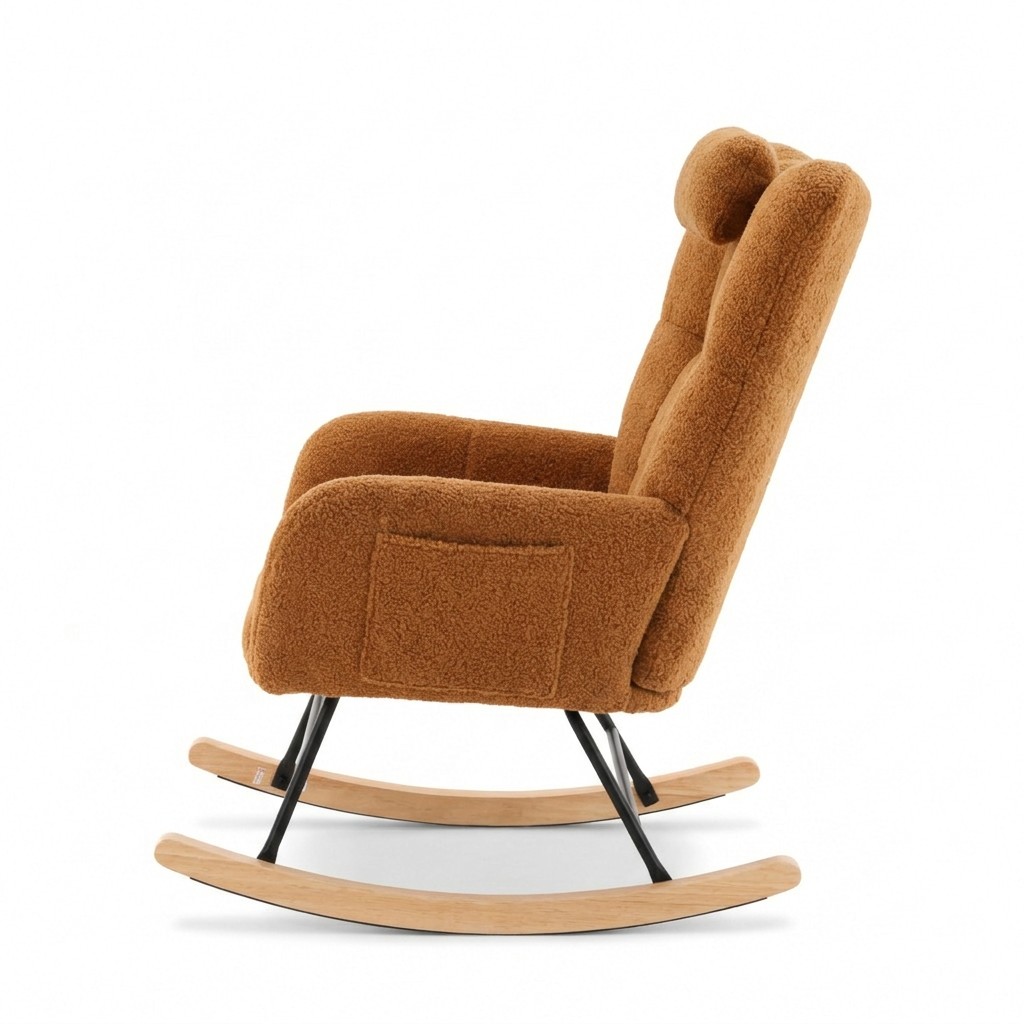 Rocking Chair Marron, vue de profil sur fond blanc