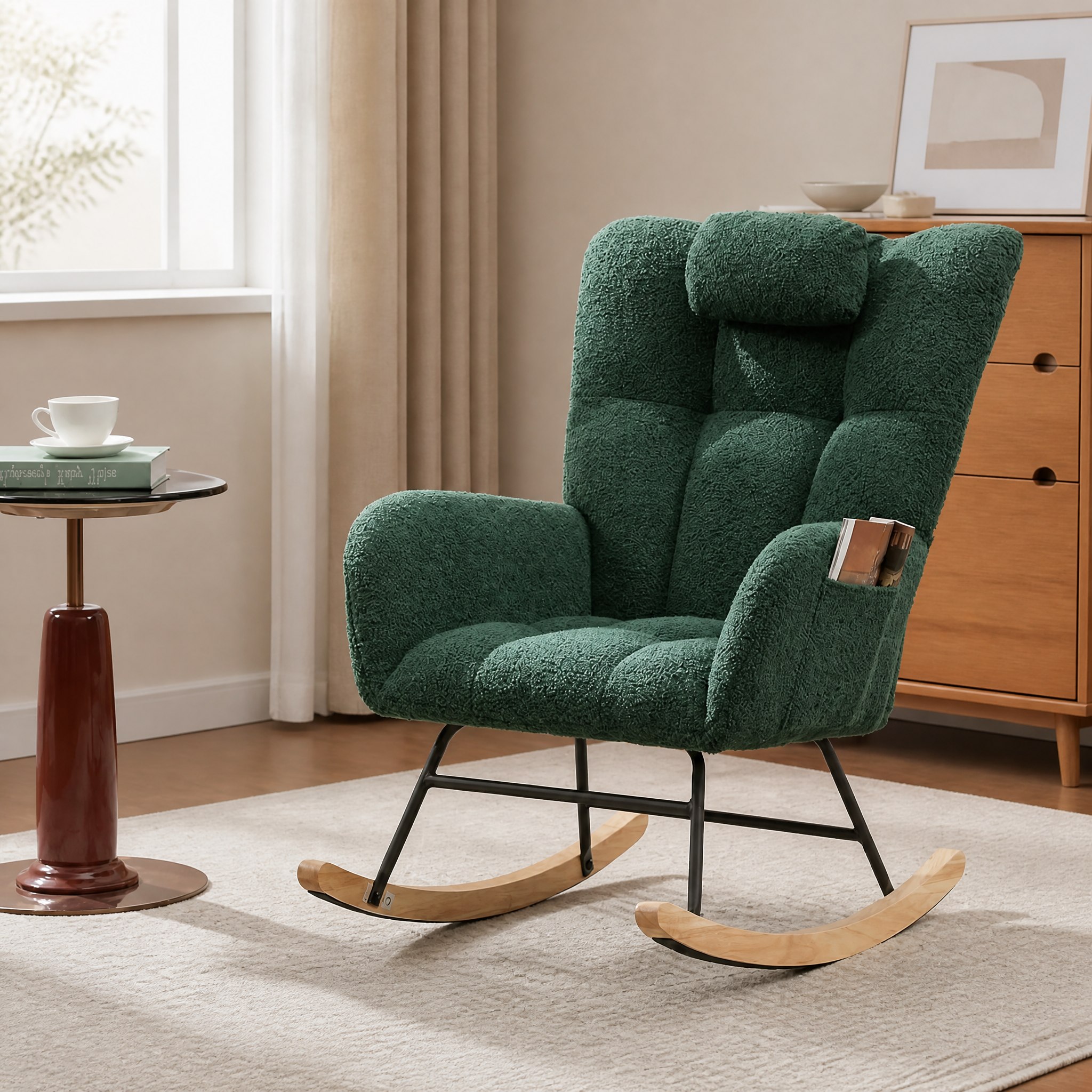 Rocking chair teddy Ambra coloris vert foncé