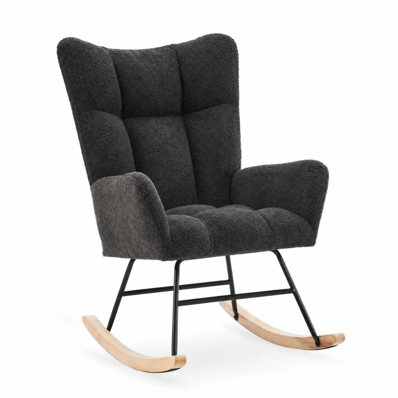 Fauteuil à bascule Obsidia anthracite en trois quarts