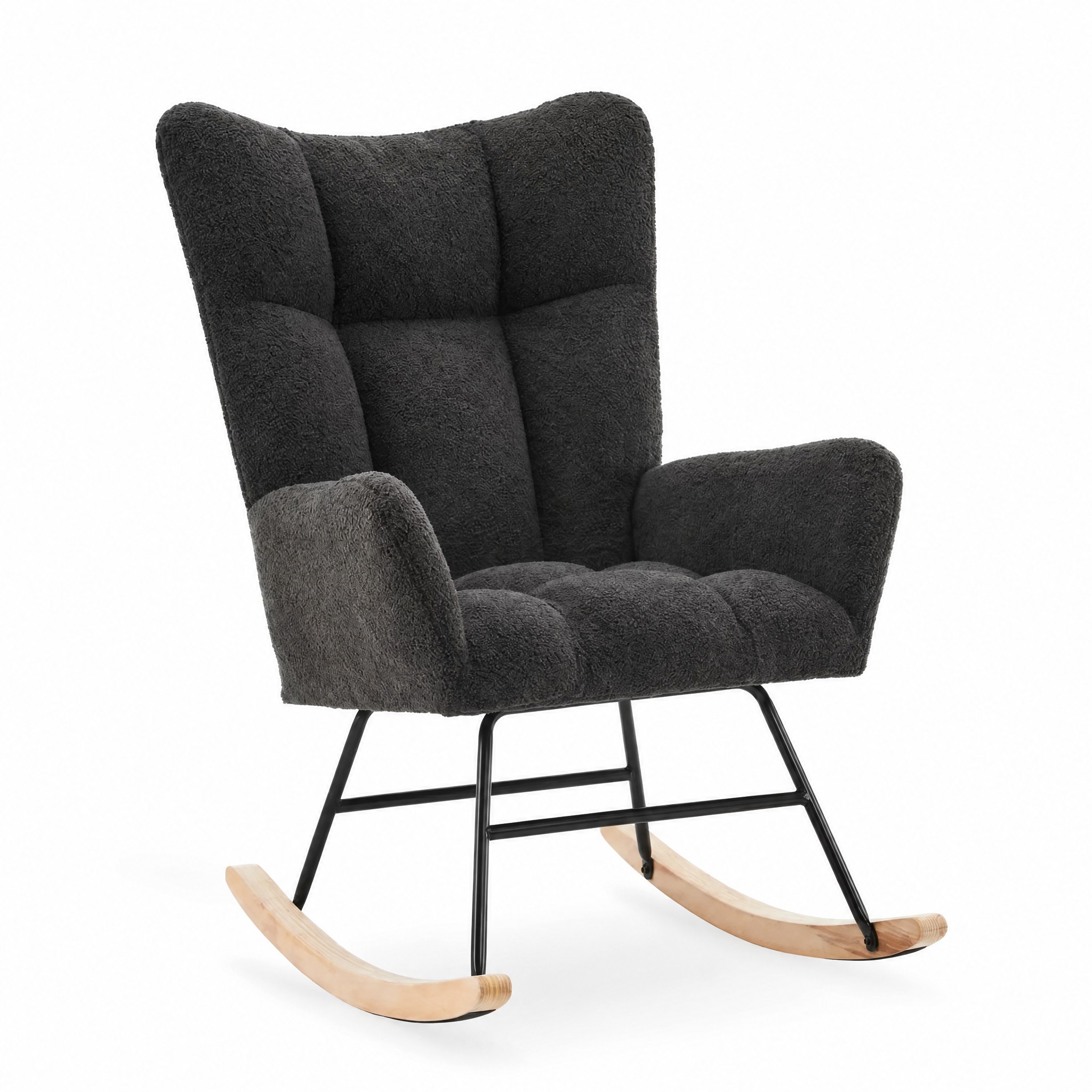 Fauteuil à bascule Obsidia anthracite en trois quarts