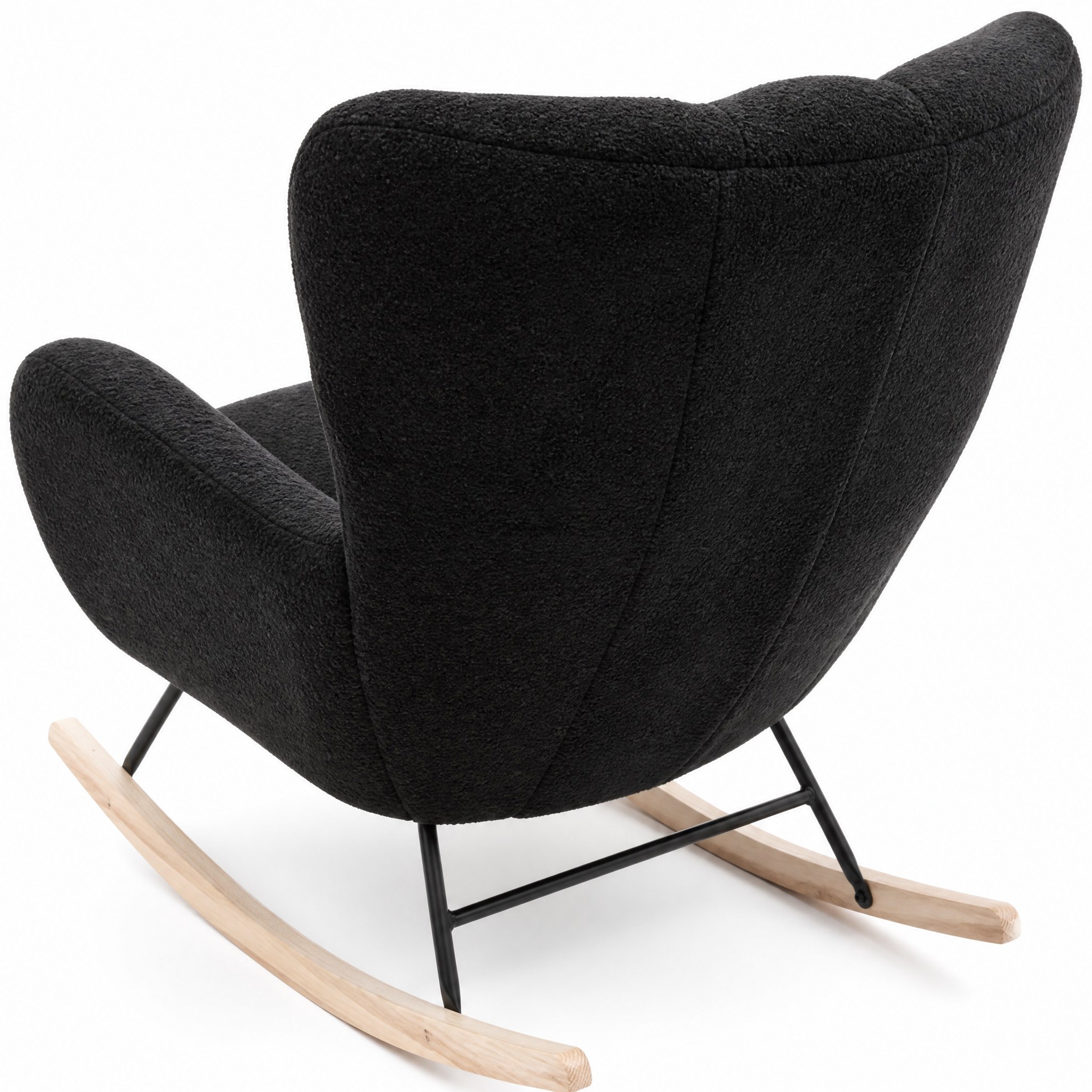 Dossier haut du rocking chair noir Obsidia vu de dos