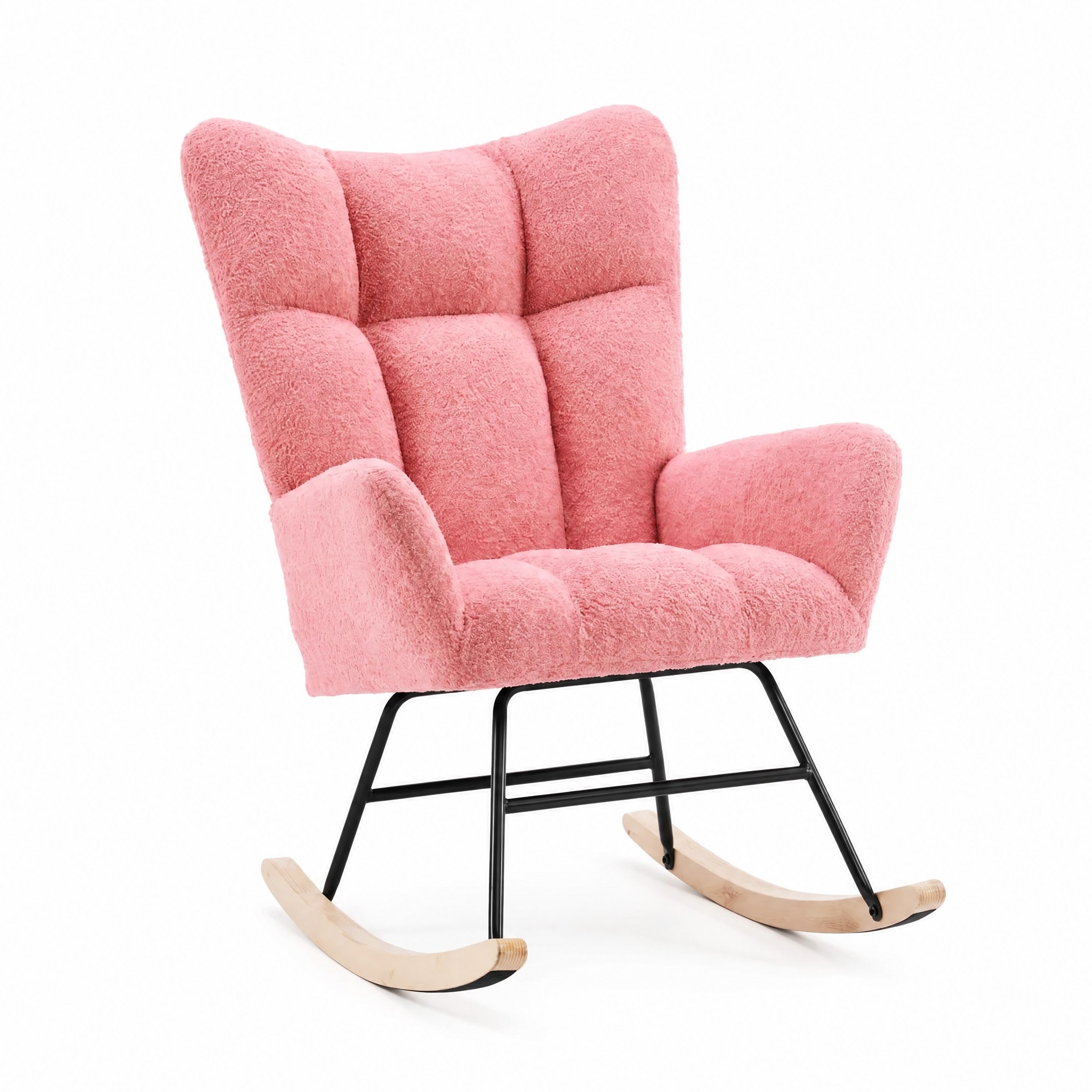 Fauteuil à bascule Obsidia rose poudré à dossier haut