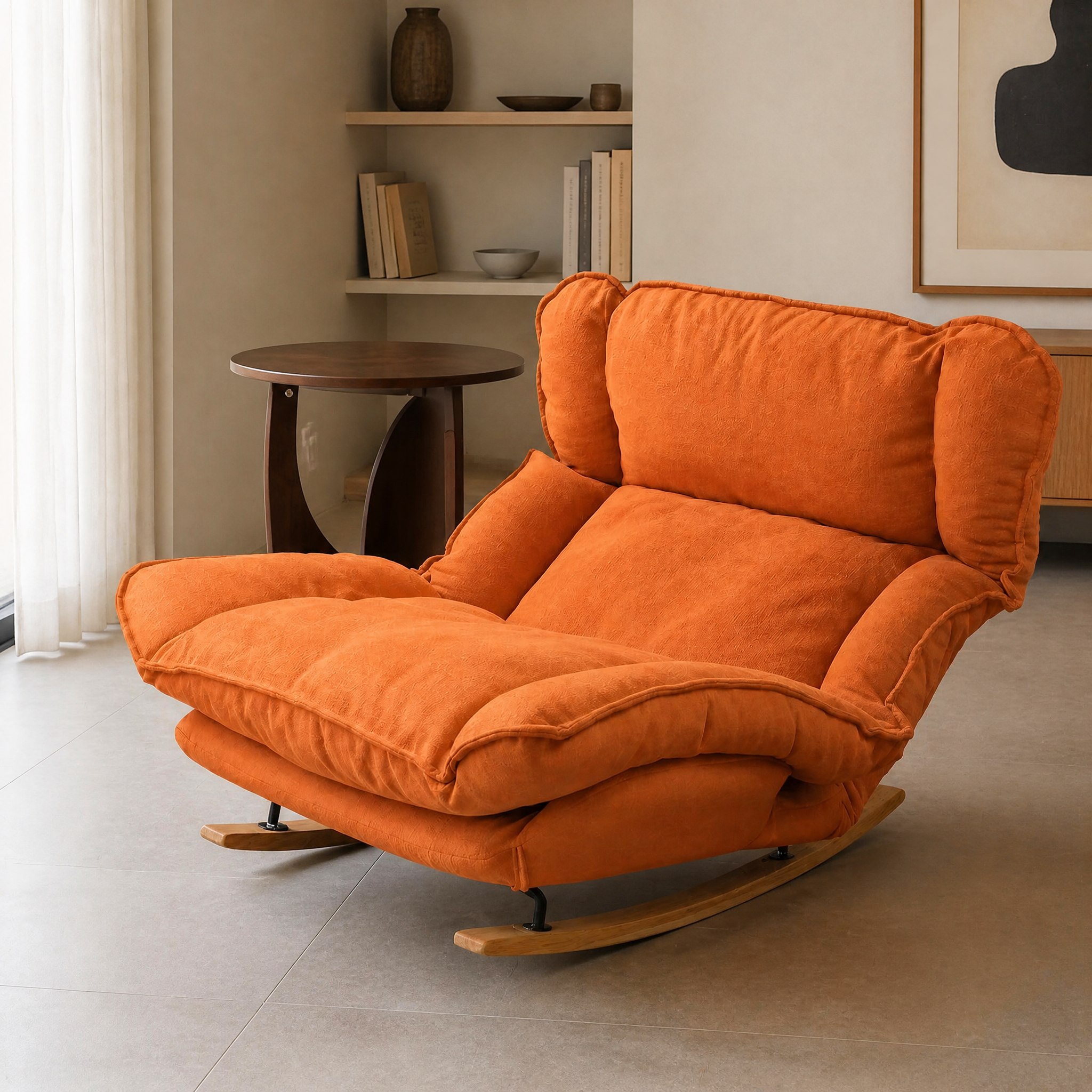Fauteuil relax Pausa orange en tissu chenille