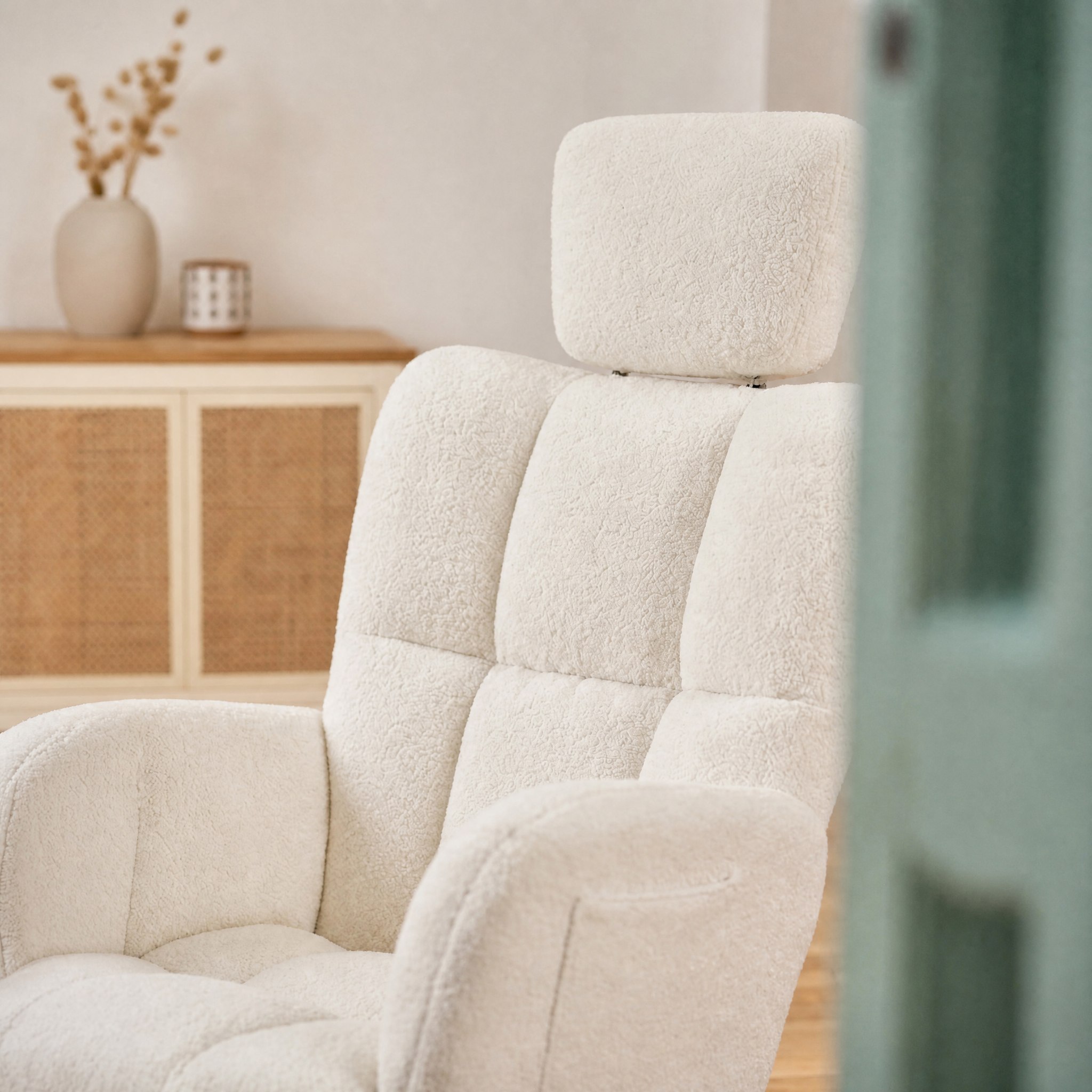 Tissu teddy ultra doux du dossier du fauteuil à bascule Lulla