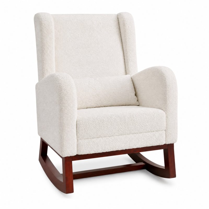 Rocking Chair Blanc, vue de trois quarts sur fond blanc