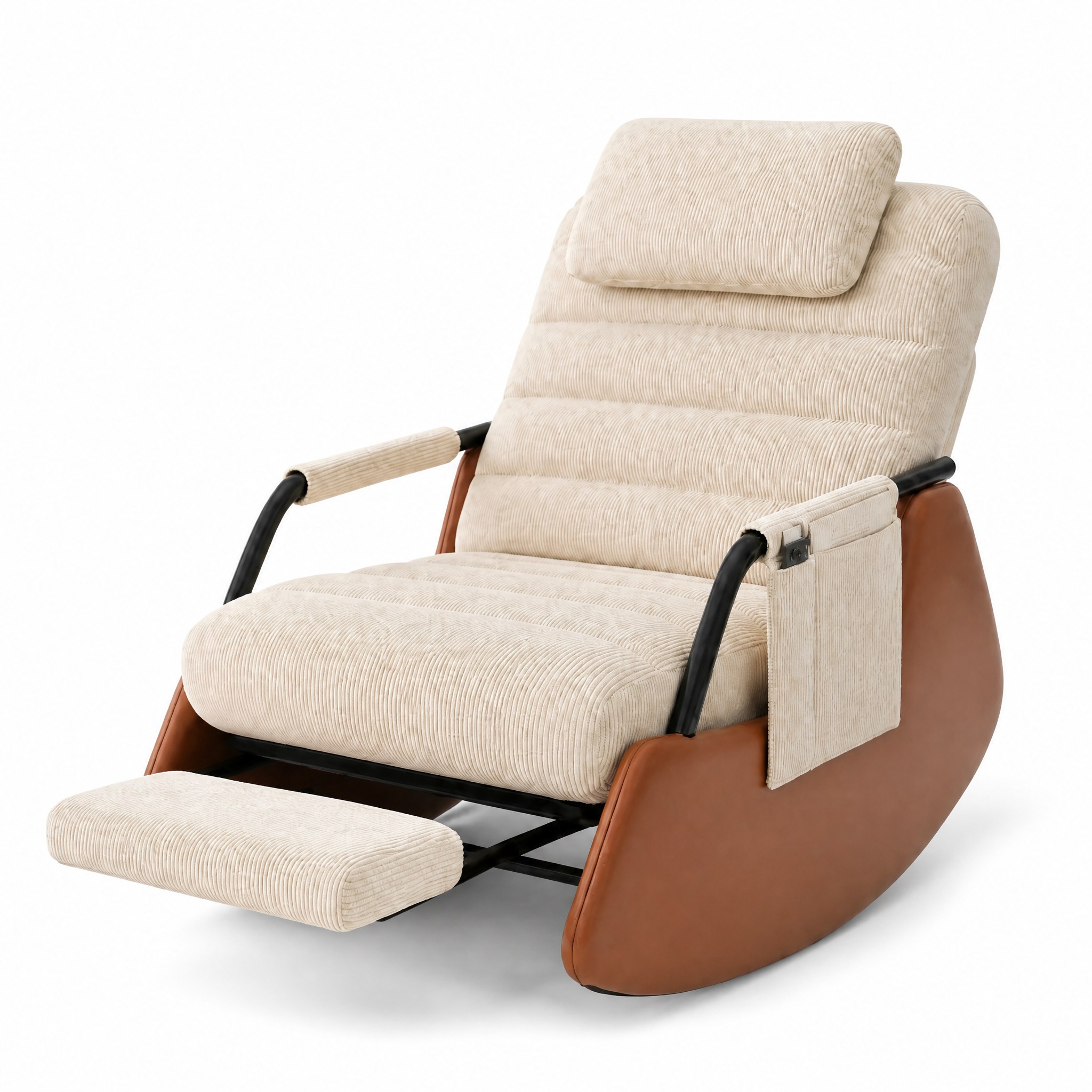Rocking Chair Moderne, vue de trois quarts sur fond blanc
