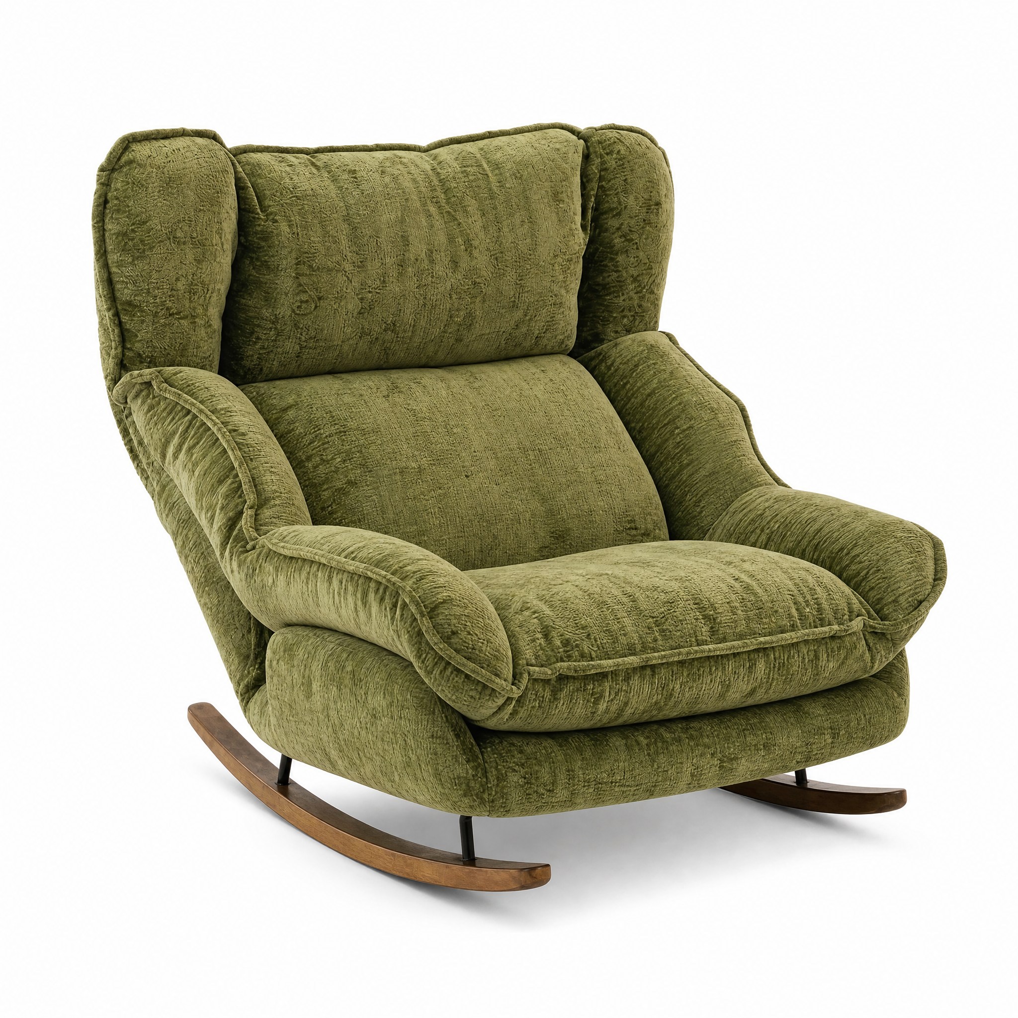 Rocking Chair Relax coloris Kaki, vue de trois quarts sur fond blanc