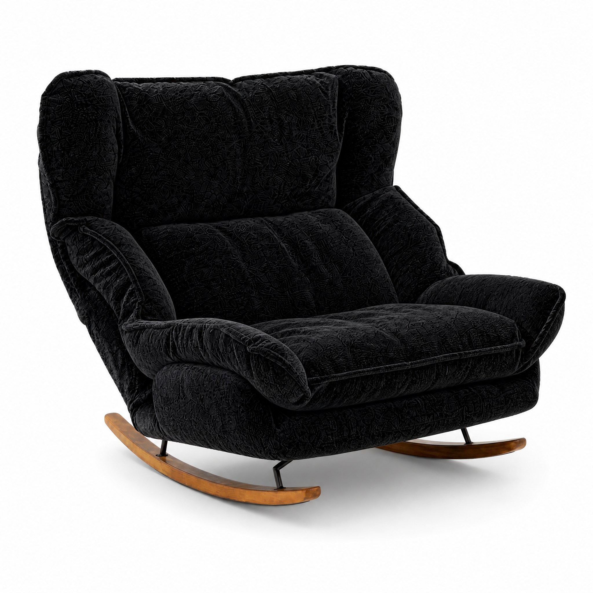 Rocking Chair Relax coloris Noir, vue de trois quarts sur fond blanc