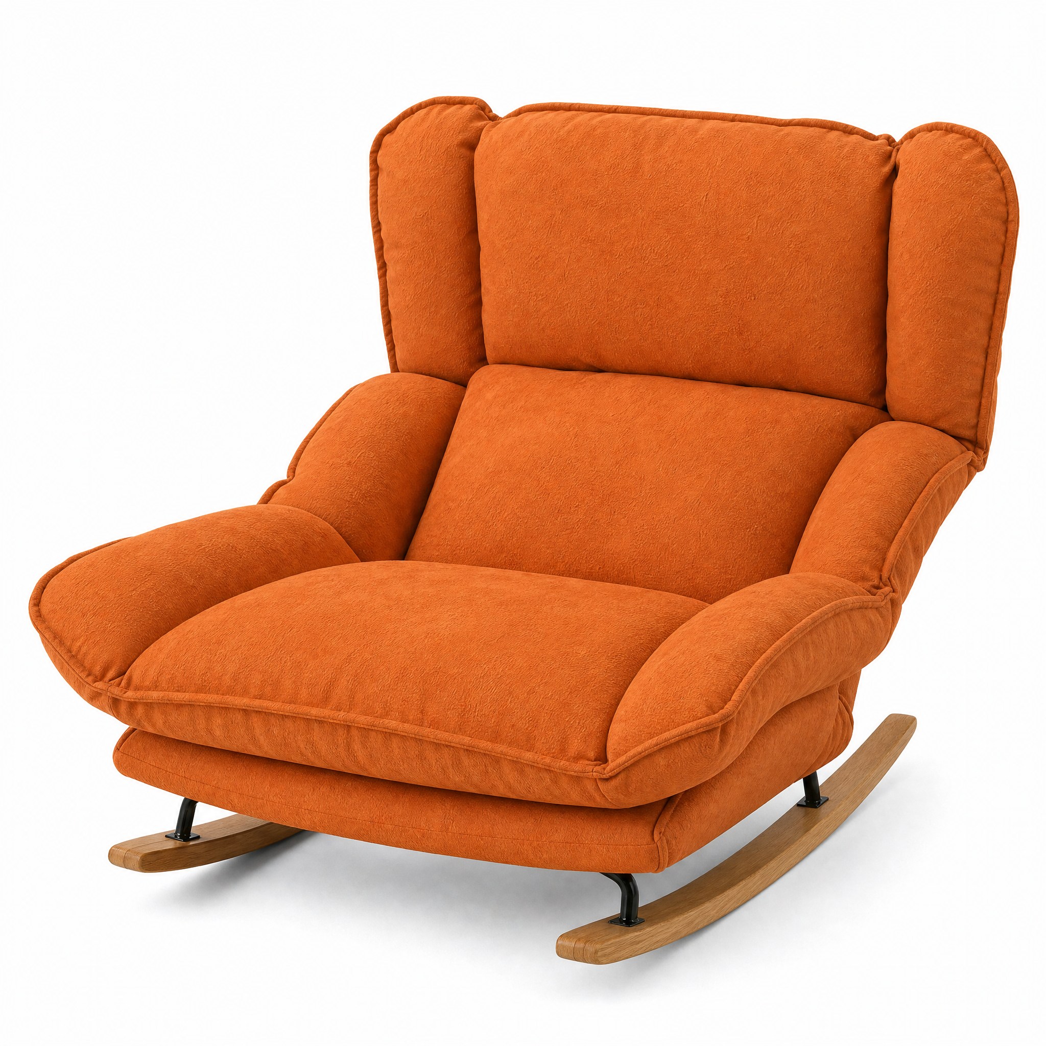 Rocking Chair Relax coloris Orange, vue de trois quarts sur fond blanc