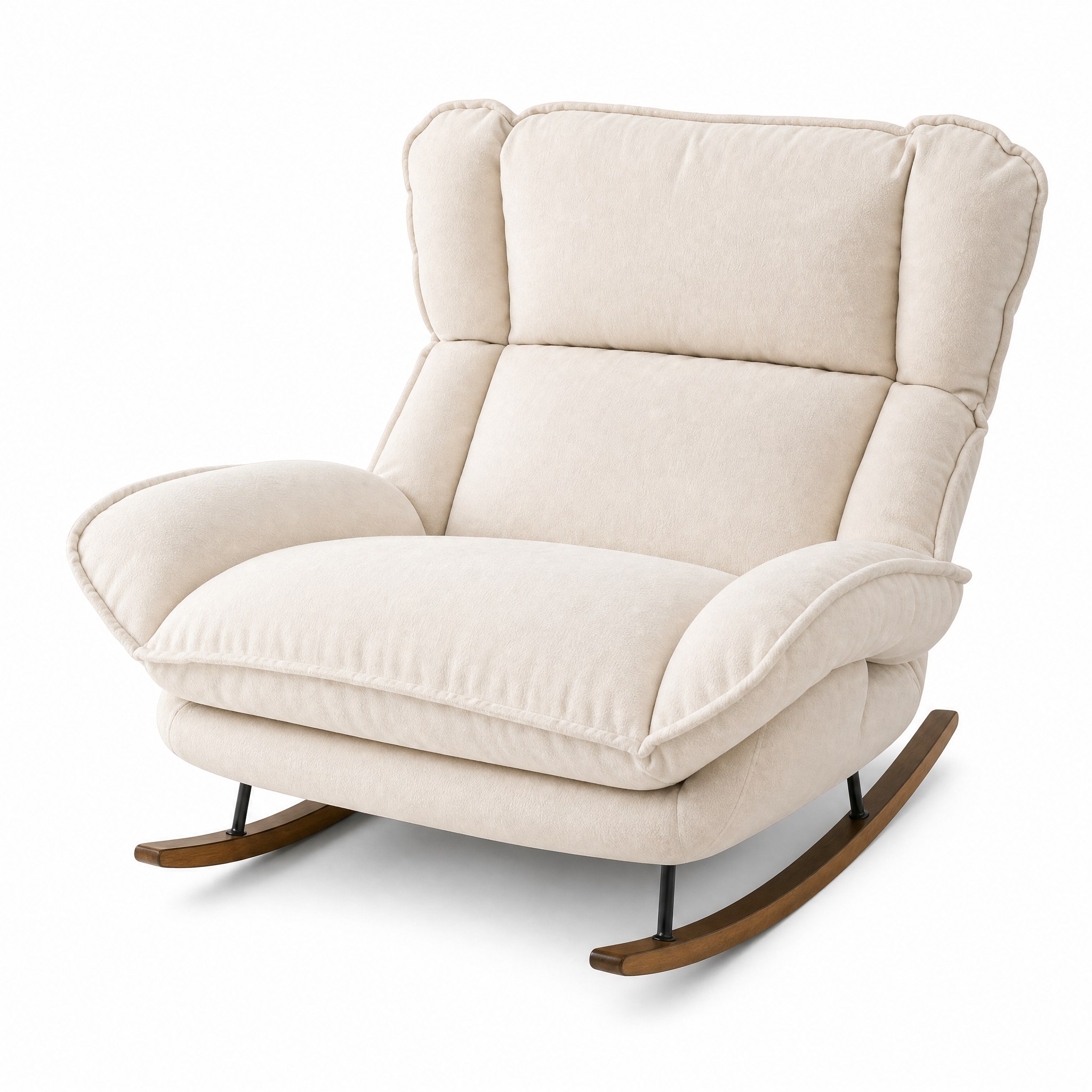 Rocking Chair Relax coloris Ivoire, vue de trois quarts sur fond blanc